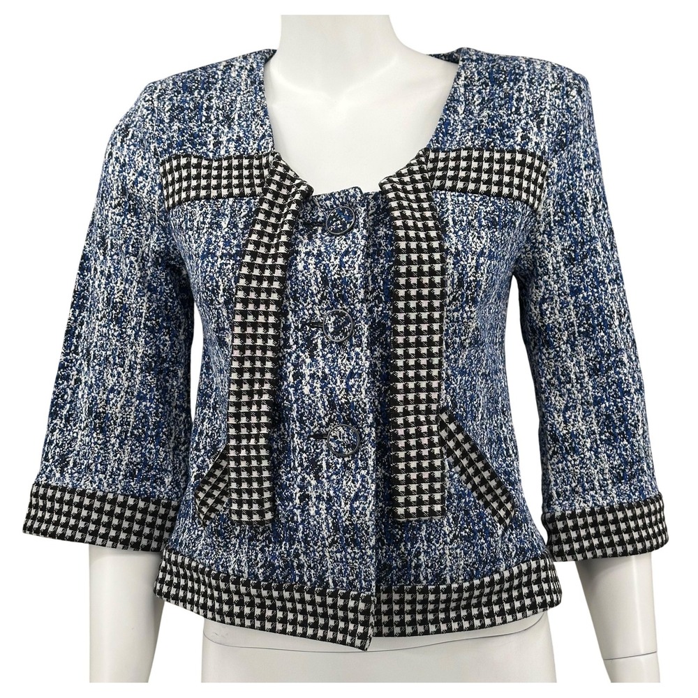 Cabi Jacket Womens XS Blue Black Reina 21 Club Blazer Stretch Preppy Office 5294